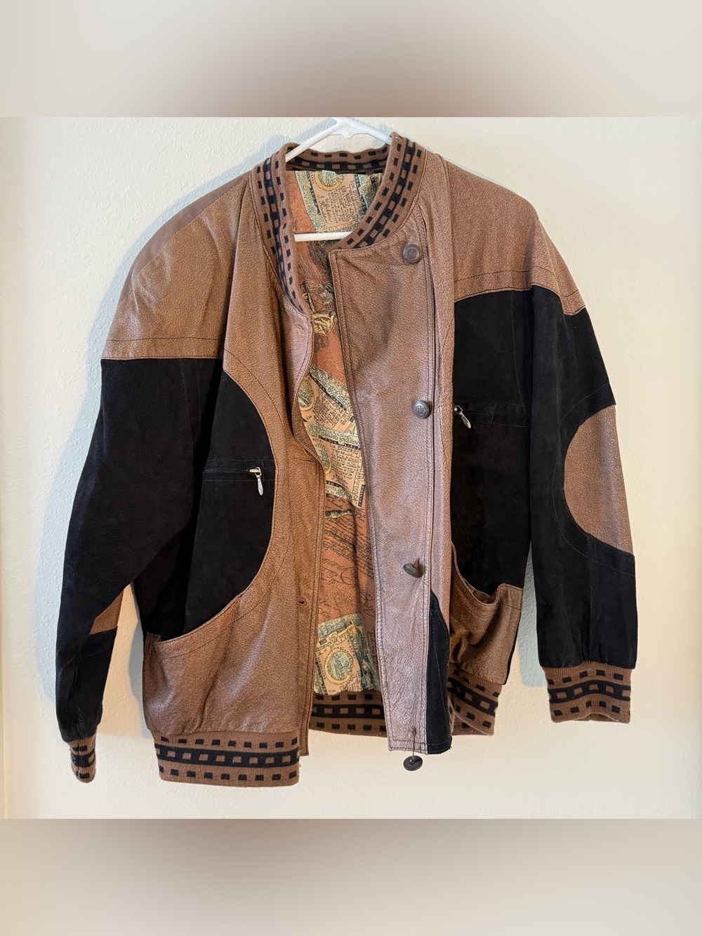 Pelle Pelle Brown and Black Leather Bomber Jacket